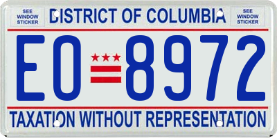 DC license plate EO8972