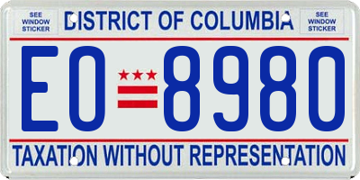 DC license plate EO8980