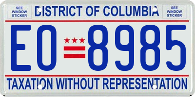 DC license plate EO8985