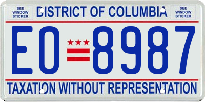 DC license plate EO8987