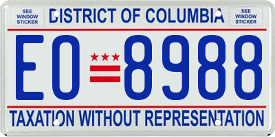 DC license plate EO8988