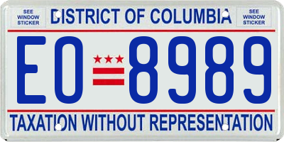 DC license plate EO8989