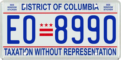 DC license plate EO8990