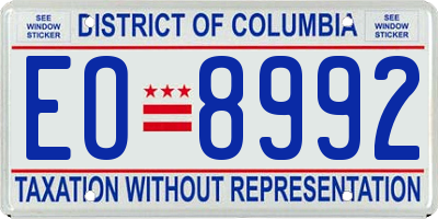 DC license plate EO8992