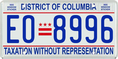 DC license plate EO8996