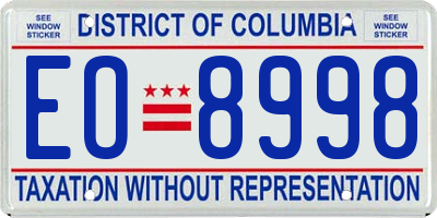 DC license plate EO8998