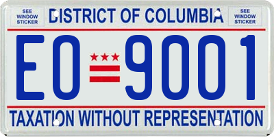 DC license plate EO9001