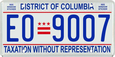 DC license plate EO9007