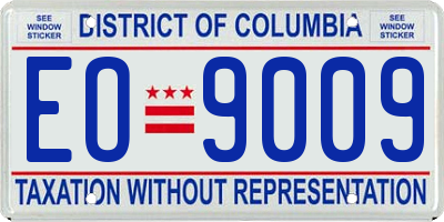 DC license plate EO9009