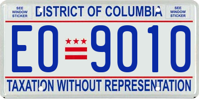 DC license plate EO9010