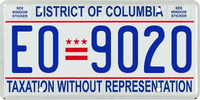 DC license plate EO9020