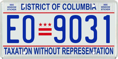 DC license plate EO9031