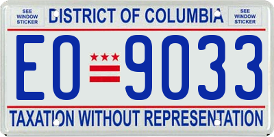 DC license plate EO9033