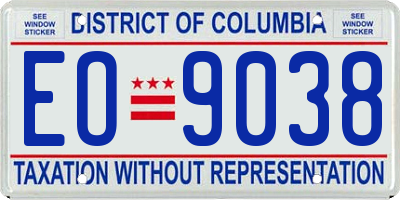 DC license plate EO9038