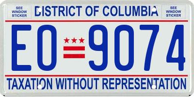 DC license plate EO9074