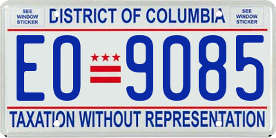 DC license plate EO9085