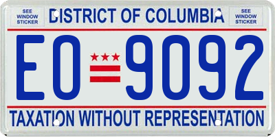 DC license plate EO9092