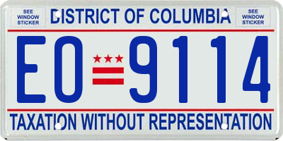 DC license plate EO9114