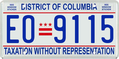 DC license plate EO9115