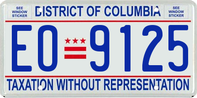 DC license plate EO9125