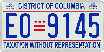 DC license plate EO9145