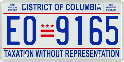 DC license plate EO9165