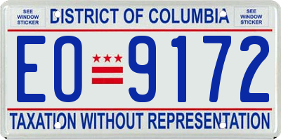 DC license plate EO9172