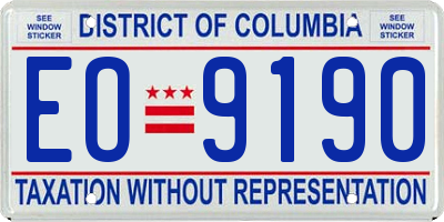 DC license plate EO9190