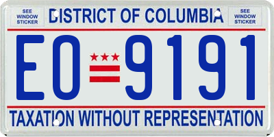 DC license plate EO9191