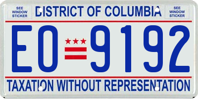 DC license plate EO9192