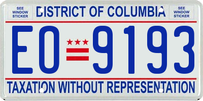 DC license plate EO9193