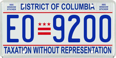 DC license plate EO9200