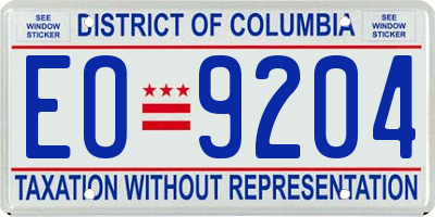 DC license plate EO9204