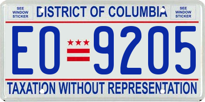 DC license plate EO9205