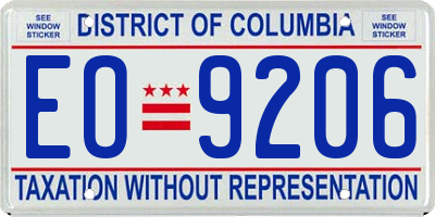 DC license plate EO9206