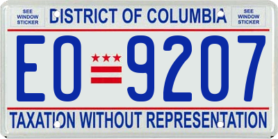 DC license plate EO9207