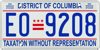 DC license plate EO9208