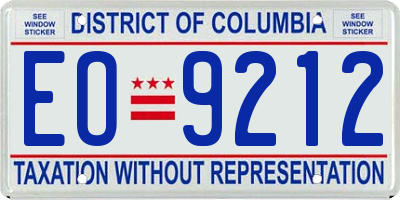 DC license plate EO9212