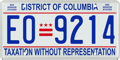 DC license plate EO9214