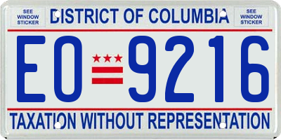 DC license plate EO9216