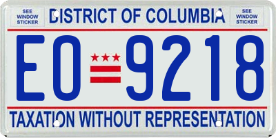 DC license plate EO9218