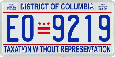 DC license plate EO9219