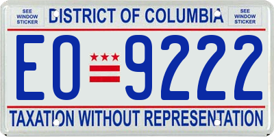 DC license plate EO9222