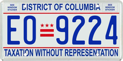 DC license plate EO9224