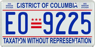 DC license plate EO9225