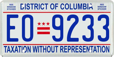 DC license plate EO9233