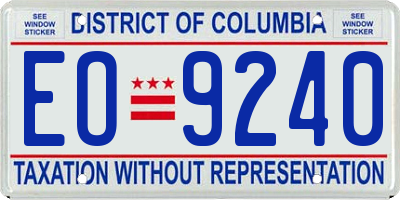 DC license plate EO9240