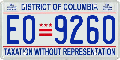 DC license plate EO9260