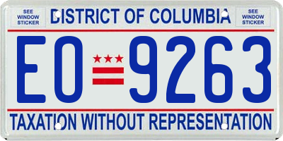 DC license plate EO9263