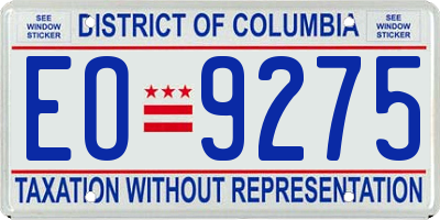 DC license plate EO9275